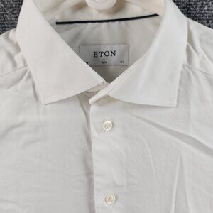 Eton Slim Signature Twill 15.75 Romania French Cuff White Cotton Shirt Men Solid